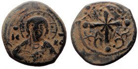 Anonymous. Class I. Nicephorus III Botaniates AE, Follis (Bronze, 6.12 g. 24mm.) Constantinople. Anonymous. Class I. 1078-1081 AD.
Obv: IC XC, Facing ...