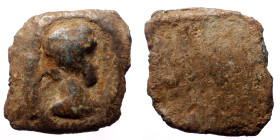 PB Roman provincial lead tessera (c. AD 1st–3rd centuries).
Obv: Bust, r.
Rev: Blank.
Weight: 7.04 g.
Diameter: 20 mm.