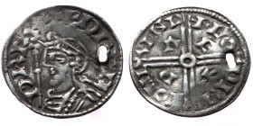 British. Edward the Confessor AR, Penny. (Silver, 0.80 g. 17mm.) 1042-1044 AD.
Obv: + EDPARD REX A, Diademed bust left; sceptre to left
Rev: Long void...