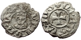 Kings of Armenia, Levon V, AR, 1 Denier, (Silver, 0.41 g. 13mm.) 1374-1375 AD.
Obv: ԼԵԻՈՆ ԹԱԳ (Levon ki), Facing crowned bust of the king.
Rev: ԱԻՈ[...