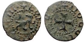 Kings of Armenia, Cilician Armenia. Royal. Levon V, AE, Pogh (Bronze, 0.58 g. 14mm.) 1374-1393 AD.
Obv: Lion of Cyprus, rampant to right, within dott...