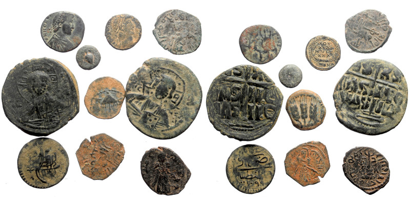 9 ancient bronze coins (Bronze, 39,29g)