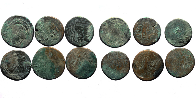 6 Greek bronze coins (Bronze, 114.49g)