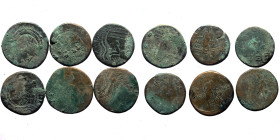 6 Greek bronze coins (Bronze, 114.49g)