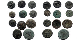 12 Greek bronze coins (Bronze, 16.10g)