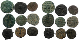 9 Byzantine bronze coins (Bronze, 34,76g)