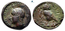 Sicily. Kamarina circa 410-405 BC. Tetras Æ