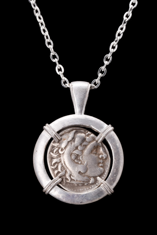 ALEXANDER III SILVER DRACHM IN SILVER PENDANT

Hellenistic Period, ca. 295–275...