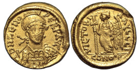 ZENO AV. SOLIDUS

AD 476-491. 
Zeno Av. solidus, AD 476-491, Constantinople mint. D N ZENO PERP AVG; pearl-diademed, helmeted and cuirassed bust fa...