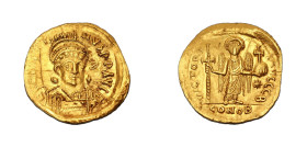 JUSTIN I AV. SOLIDUS

AD 518-527. 
Justin I Av. solidus, AD 518-527, Constantinople mint, 2nd officina. Struck AD 522-527. D N IVSTI-NVS P P AVG; H...