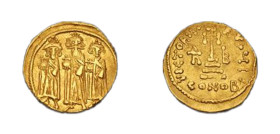 HERACLIUS AV. SOLIDUS

AD 610-641. 
Heraclius Av. solidus, AD 610-641, with Heraclius Constantine and Heraclonas, Constantinople mint, 10th officin...