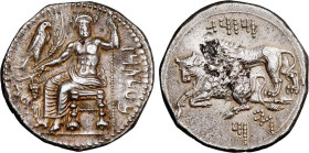 TARSOS, CILICIA AR. STATER

361-334 BC. 
Tarsos, Cilicia Ar. stater, 361-334 BC. BLTRZ, "BAAL TARZ" = BAALTARS; Baal of Tarsos enthroned left, head...
