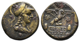 APAMEIA, PHRYGIA AE21

Ca. 133-48 BC. 
Apameia, Phrygia AE21, ca. 133-48 BC. Bust of Athena right in crested helmet. Rev. [AP]AMEO[N], [PHIL]OKPATO...