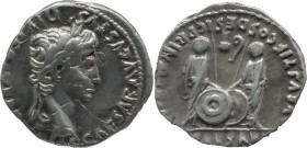 AUGUSTUS AR. DENARIUS

Ca. 27 BC-14 AD. 
Augustus Ar. denarius, ca. 27 BC-14 AD, Lugdunum. CAESAR AVGVSTVS DIVI F PATER PATRIAE; laureate head righ...