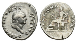 VESPASIAN AR. DENARIUS

AD 77-78. 
Vespasian Ar. denarius, AD 77-78, Rome. CAESAR VESPASIANVS AVG; laureate head right. Rev. ANNONA AVG; Annona sea...
