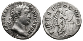 TRAJAN AR. DENARIUS

AD 98-117. 
Trajan Ar. denarius, AD 98-117, Rome. IMP CAES NERVA TRAIAN AVG GERM; Laureate head of Trajan, right. Rev. PM TRP ...
