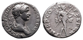 TRAJAN AR. DENARIUS

AD 114-117. 
Trajan Ar. denarius, AD 114-117, Rome. IMP CAES NER TRAIANO OPTIMO AVG GER DAC; Bust of Trajan, laureate, draped,...