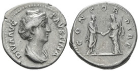 DIVA FAUSTINA I, AR. DENARIUS

After AD 141. 
Diva Faustina I, Ar. denarius, after AD 141, Rome. DIVA AVG FAVSTINA; diademed and draped bust right....