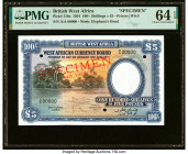 British West Africa West African Currency Board 100 Shillings = 5 Pounds 26.4.1954 Pick 11bs Specimen PMG Choice Uncirculated 64 EPQ. Three POCs. HID0...