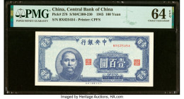 China Central Bank of China 100 Yuan 1945 Pick 278 S/M#C300-230 PMG Choice Uncirculated 64 EPQ. HID09801242017 © 2022 Heritage Auctions | All Rights R...