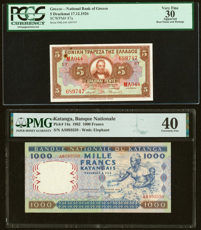 Greece National Bank of Greece 5 Drachmai 17.12.1926 Pick 87a PCGS Apparent Very...