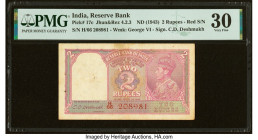 India Reserve Bank of India 2 Rupees ND (1943) Pick 17c Jhun4.2.3 PMG Very Fine 30. Staple holes at issue and a spindle hole noted. HID09801242017 © 2...