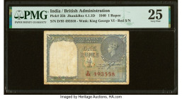 India Government of India 1 Rupee 1940 Pick 25b Jhun4.1.1D PMG Very Fine 25. HID09801242017 © 2022 Heritage Auctions | All Rights Reserved