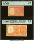 India Reserve Bank of India 1; 5 Rupees ND (1959-70) Pick R1; R2 Two Examples PMG Very Fine 20. Rust and annotations are noted on Pick R2. HID09801242...