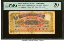 India Princely States, Hyderabad 10 Rupees ND (1939) Pick S274b Jhunjhunwalla-Razack 7.9.2 PMG Very Fine 20. Staple holes at issue and spindle holes n...