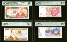 Kenya Central Bank of Kenya 50; 1000 Shillings 1.7.1992; 1.7.1995 Pick 26s; 34b Specimen / Issue PMG Gem Uncirculated 66 EPQ (2); South Africa Republi...