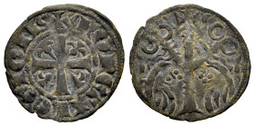 Reino de Castilla y León. Fernando III (1217-1252). Dinero. Sin ceca. (Bautista-329). Ve. 0,73 g. MBC+. Est...45,00.