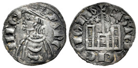 Reino de Castilla y León. Sancho IV (1284-1295). Cornado. León. (Bautista-430.5). Ve. 0,63 g. Estrellas a los lados del vástago central y L en la puer...