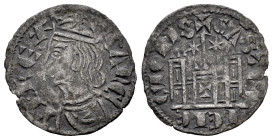 Reino de Castilla y León. Sancho IV (1284-1295). Cornado. Toledo. (Bautista-433). Ve. 0,67 g. Dos estrellas sobre el castillo y T en la puerta. MBC-. ...