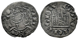 Reino de Castilla y León. Alfonso XI (1312-1350). Cornado. Murcia. (Bautista-476.1). Ve. 0,69 g. M en la puerta y roeles estrellados sobre las torres ...