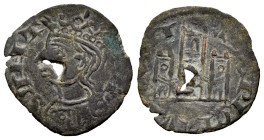 Reino de Castilla y León. Alfonso XI (1312-1350). Cornado. Sin ceca. Tipo Santa Orsa. (Bauquier-497). Ae. 0,95 g. Perforación. BC+. Est...25,00.