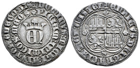 Reino de Castilla y León. Enrique II (1368-1379). 1 real. Sevilla. (Bautista-553.2). Anv.: ✚ DOMINVS : MICHI : AUDIVTOR : ED EGO : DIS / ✿ PIACIAM : I...