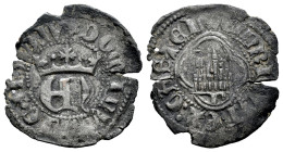 Reino de Castilla y León. Enrique II (1368-1379). 1/2 real de vellón. Palencia. (Bautista-612). Ve. 1,43 g. Con P bajo el castillo. Escasa. MBC. Est.....