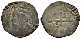 Reino de Castilla y León. Enrique II (1368-1379). Cruzado. (Bautista-631). Ve. 1,20 g. D detrás del busto. Rara. BC+/BC. Est...50,00.