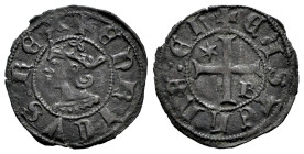 Reino de Castilla y León. Enrique III (1390-1406). Seisen. Burgos. (Bautista-784). Ve. 0,63 g. Estrella en el primer cuartel y B en el cuarto. MBC+. E...
