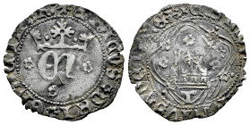 Reino de Castilla y León. Enrique IV (1399-1413). 1/2 real. Toledo. (Bautista-916 var). Ag. 1,46 g. Tres flores en anverso y reverso. Muy rara. MBC. E...