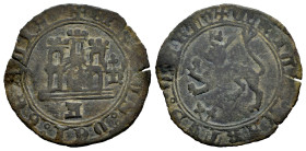 Reino de Castilla y León. Enrique IV (1399-1413). 1 maravedí. Ávila. (Bautista-955.17). Ve. 2,12 g. A gótica bajo el castillo y P coronada a derecha. ...