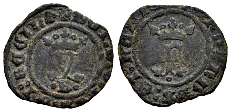 Fernando e Isabel (1474-1504). Blanca. Burgos. (Cal-4). (Rs-87). Ae. 1,06 g. Cab...