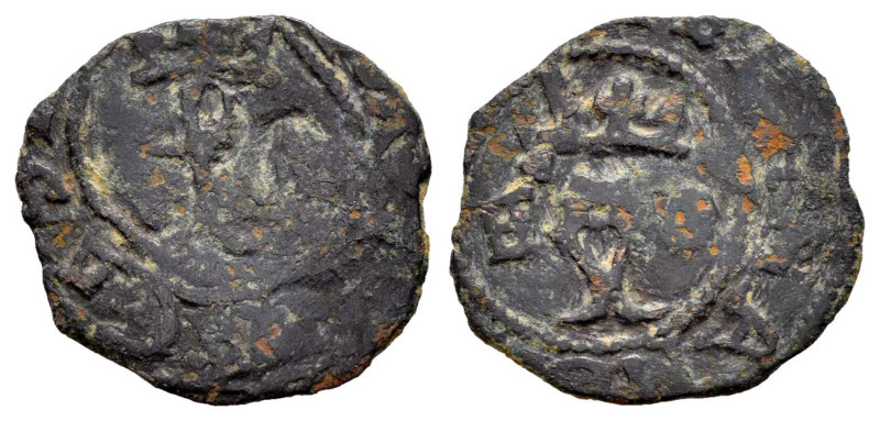 Fernando e Isabel (1474-1504). Blanca. Coruña. F. (Rs-274 var). Ae. 0,71 g. Rara...