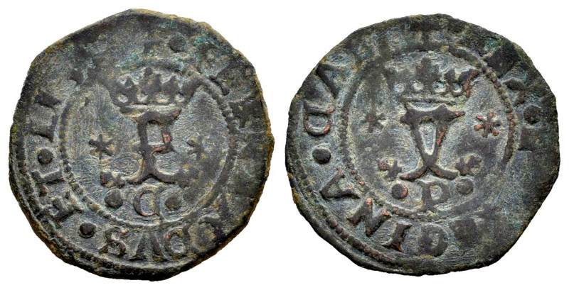 Fernando e Isabel (1474-1504). Blanca. Cuenca. P. (Cal-18). (Rs-489). Ae. 1,30 g...