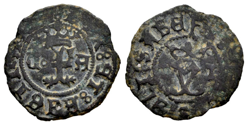 Fernando e Isabel (1474-1504). Blanca. Cuenca. A. (Cal-21). (Rs-472 var). Ae. 1,...
