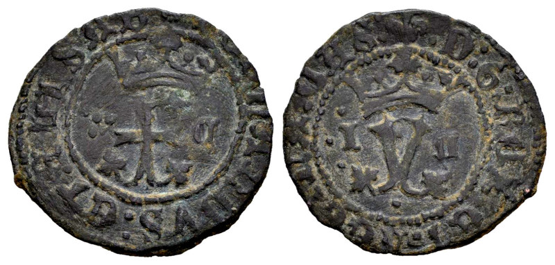 Fernando e Isabel (1474-1504). Blanca. Cuenca. I. (Cal-28). (Rs-522 var). Ae. 1,...