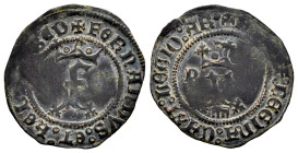 Fernando e Isabel (1474-1504). Blanca. Segovia. P. (Cal-34). (Rs-696). Ae. 1,41 g. Y entre P y roel, debajo acueducto. MBC+. Est...30,00.