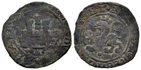 Fernando e Isabel (1474-1504). 2 maravedís. Toledo. (Cal-115). (Rs-812). Ae. 3,71 g. Castillo entre T - T superadas por cruz de puntos. BC+/MBC-. Est....