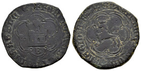 Fernando e Isabel (1474-1504). 4 maravedís. Burgos. (Cal-121). Ag. 10,60 g. Castillo entre roeles. MBC. Est...30,00.