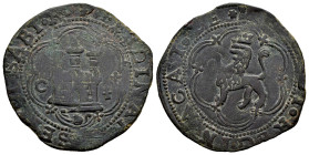 Fernando e Isabel (1474-1504). 4 maravedís. Cuenca. (Cal-135). (Rs-289). Ae. 5,80 g. Castillo entre C y armiño. MBC. Est...35,00.
